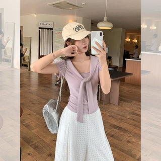 lace-up slimming short top