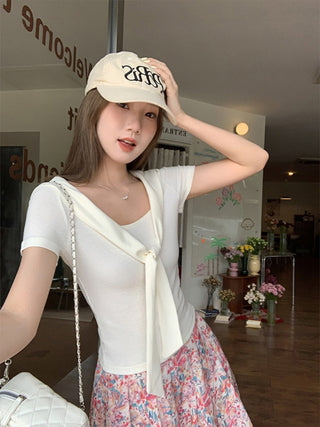 lace-up slimming short top