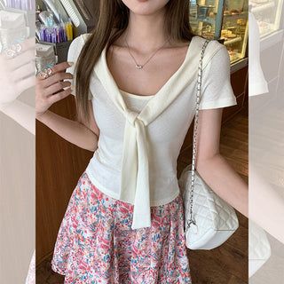 lace-up slimming short top