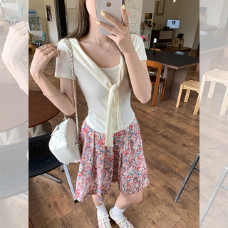 lace-up slimming short top