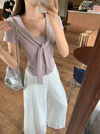 lace-up slimming short top