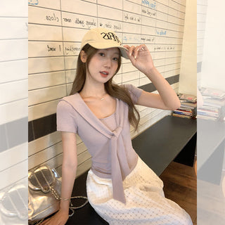 lace-up slimming short top