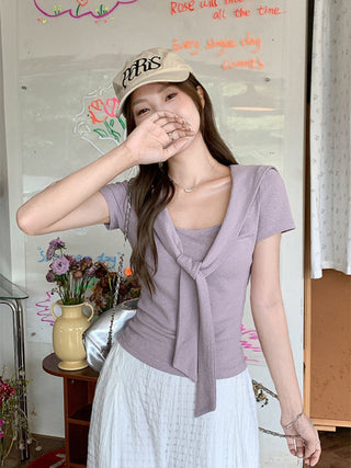 lace-up slimming short top