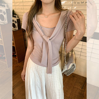 lace-up slimming short top