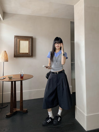 patchwork gray slim top