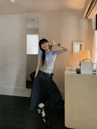 patchwork gray slim top