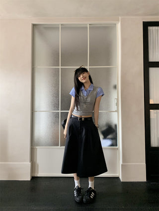 patchwork gray slim top