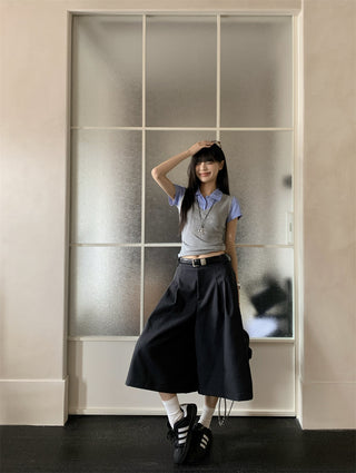 patchwork gray slim top