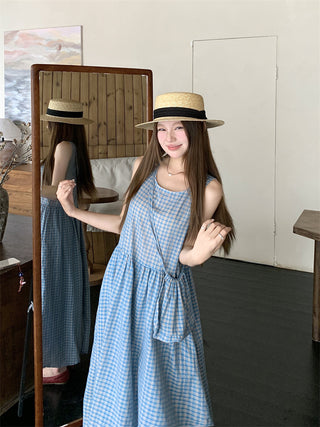 blue plaid bud dress