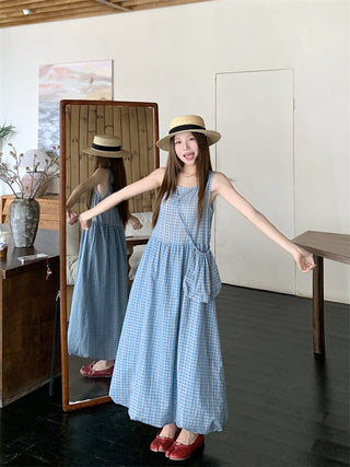 blue plaid bud dress