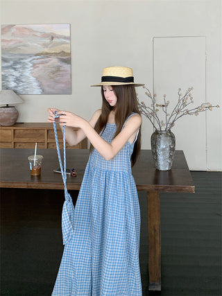 blue plaid bud dress