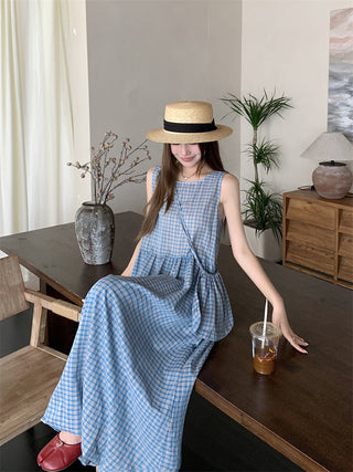 blue plaid bud dress