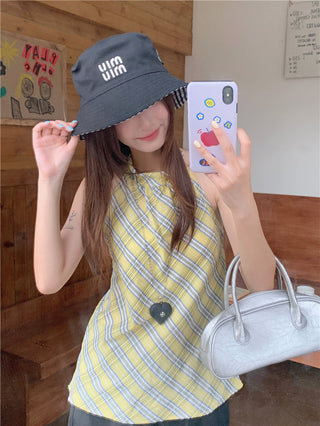 plaid halter chic top