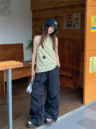 plaid halter chic top