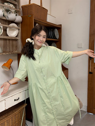 green shirt dress