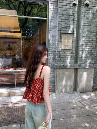 lace-up floral camisole