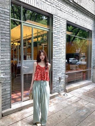 lace-up floral camisole