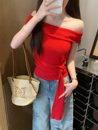 off-shoulder knit top