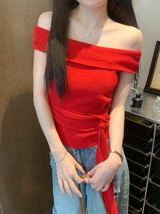 off-shoulder knit top