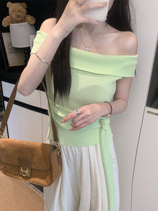 off-shoulder knit top