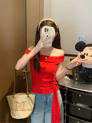 off-shoulder knit top