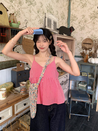 v-neck plaid camisole