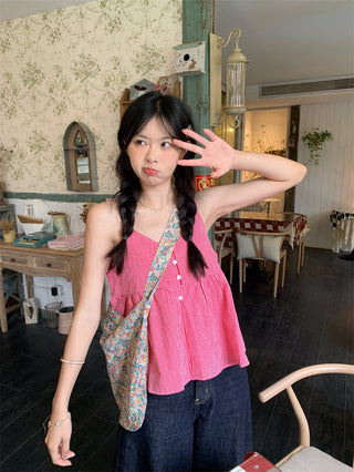 v-neck plaid camisole