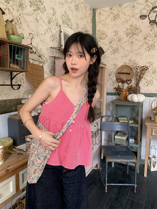 v-neck plaid camisole