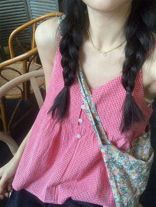 v-neck plaid camisole