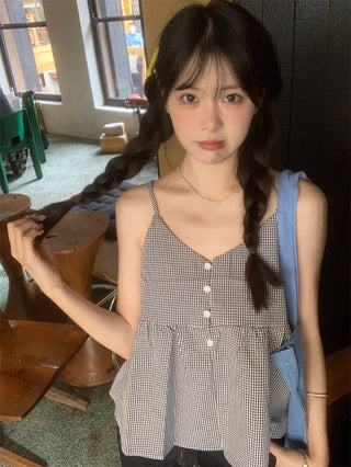 v-neck plaid camisole