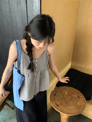 v-neck plaid camisole