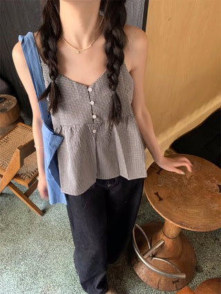 v-neck plaid camisole