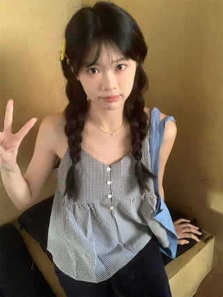 v-neck plaid camisole