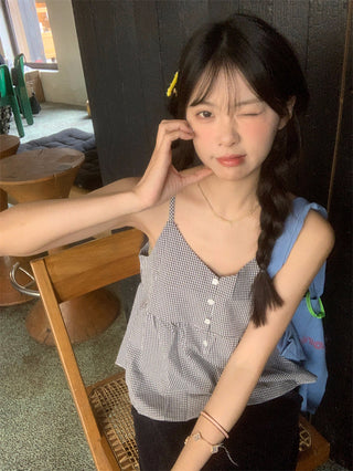 v-neck plaid camisole