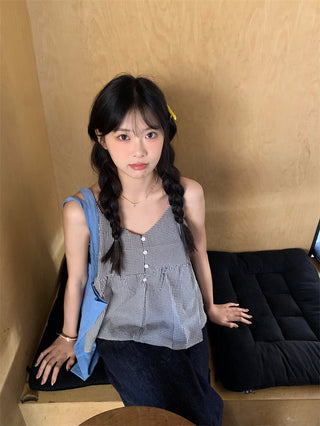 v-neck plaid camisole