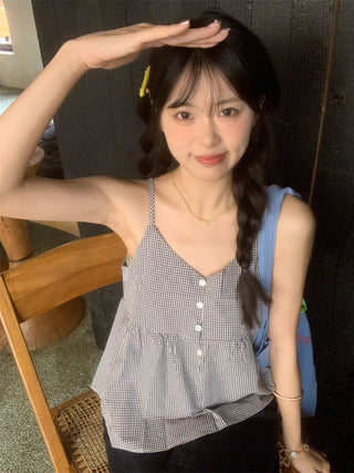 v-neck plaid camisole