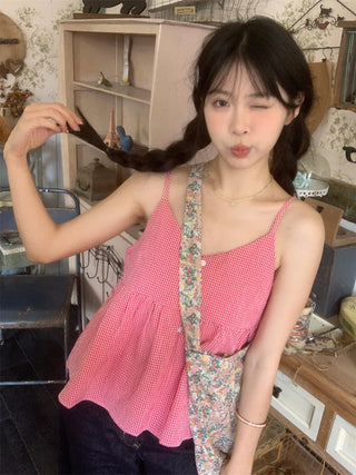 v-neck plaid camisole