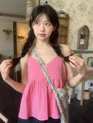 v-neck plaid camisole