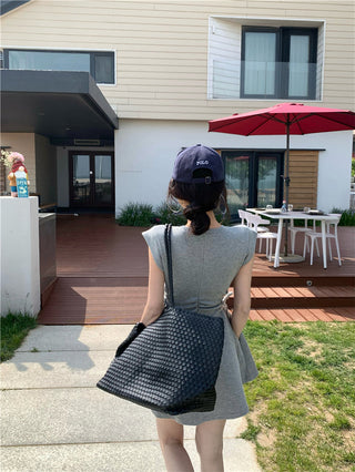 pink lace-up A-skirt Dress