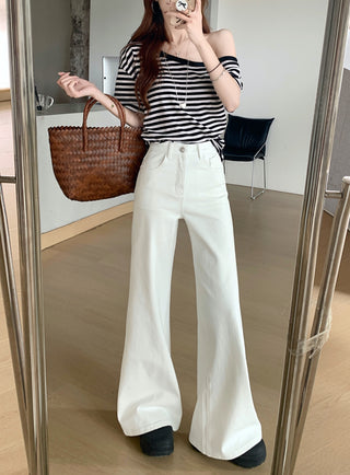 white flared casual pants