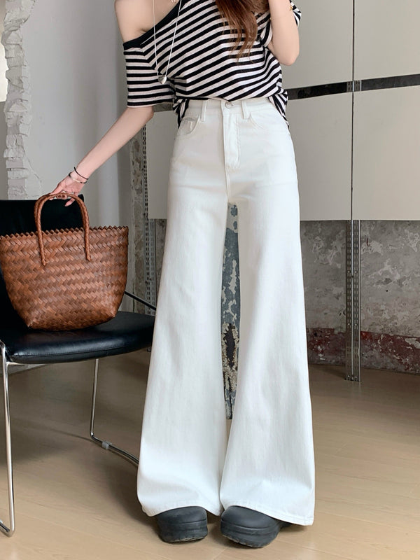 white flared casual pants