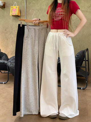 white drawstring casual pants