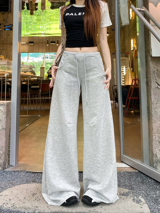 white drawstring casual pants
