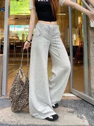 white drawstring casual pants