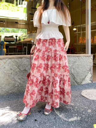 flowers floral A-line skirt