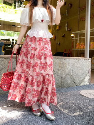 flowers floral A-line skirt