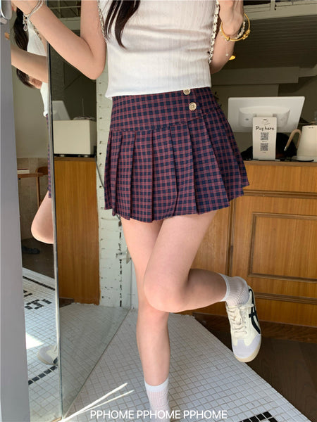 plaid pleated mini skirt