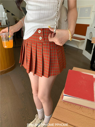 plaid pleated mini skirt