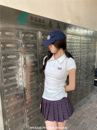 jacquard preppy polo top