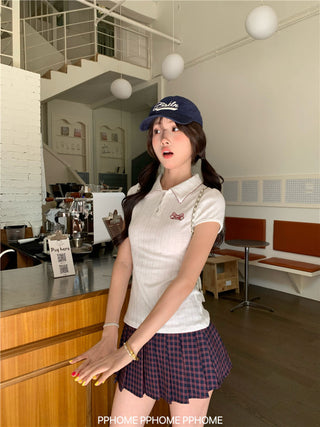 jacquard preppy polo top